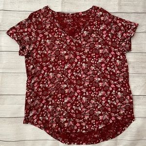Style&Co V Neck Floral Short Sleeve TShirt